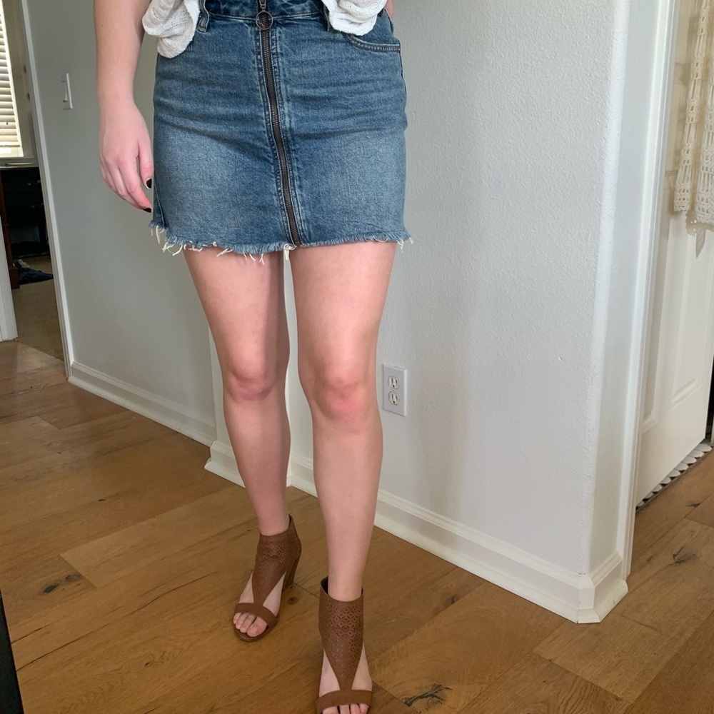 Free people zip denim mini